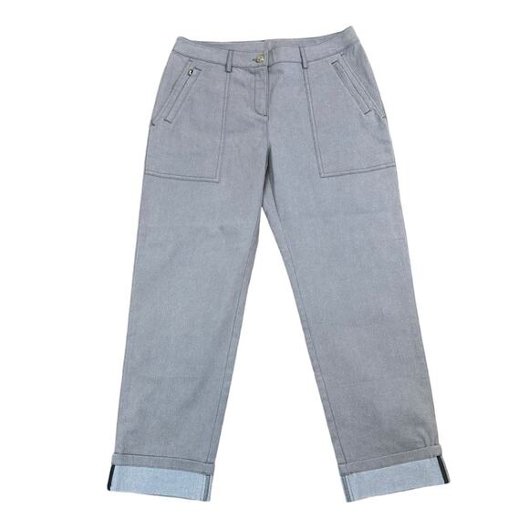 St. John Denim - St John Cuffed Cropped Mid Rise Straight Pants Gray Size 8